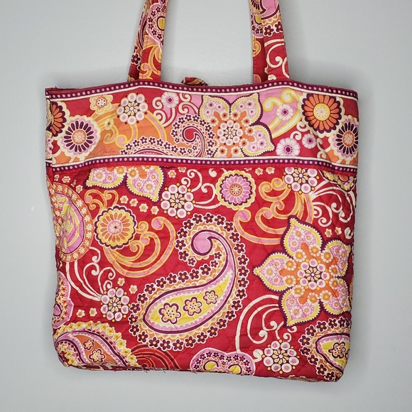 Retired Vera Bradley Raspberry Fizz 2008 Medium Button Tote And Zip Wallet Lot - Picture 4 of 10